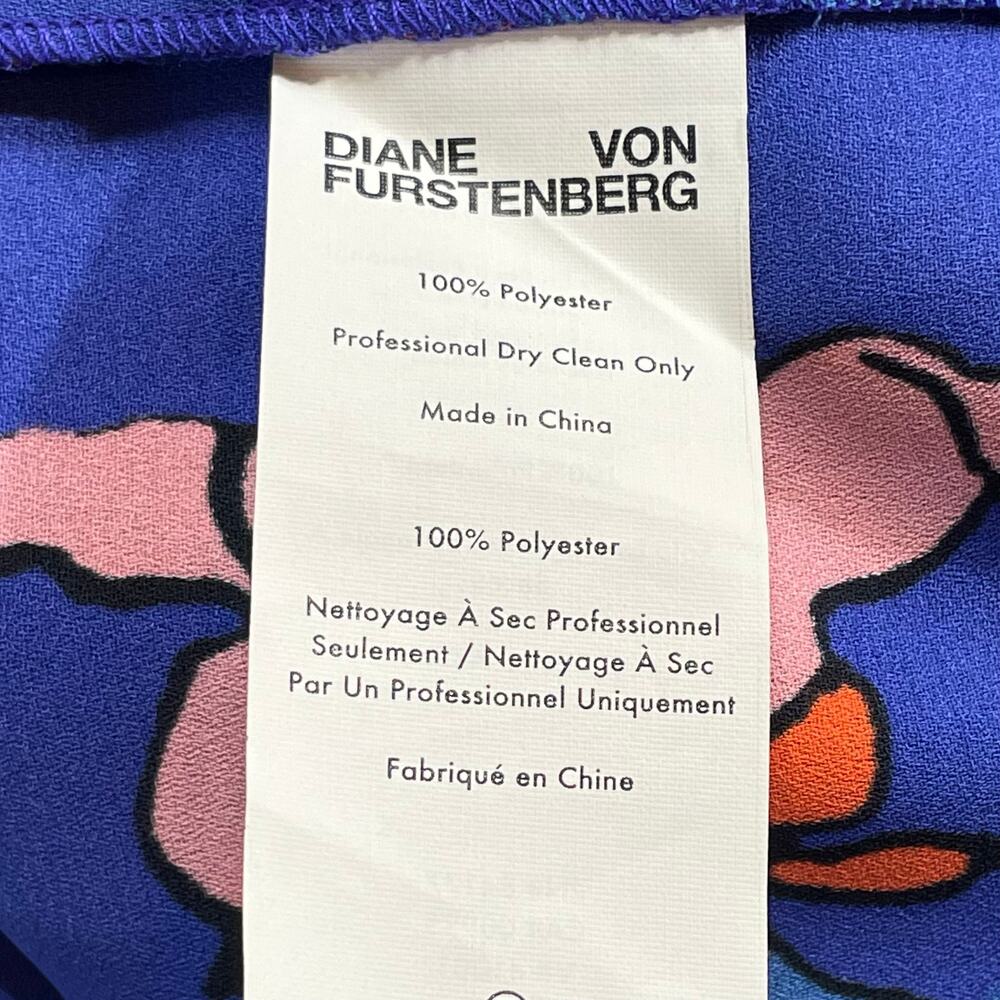 Diane Von Furstenberg Cobalt Blue Floral Shirt Dress Size 6 - Picture 7 of 7
